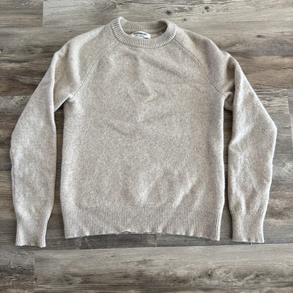 Goodthreads 100% Lambswool Sweater XS Beige Crew Neck Pullover Jumper Soft Knit - Picture 1 of 4